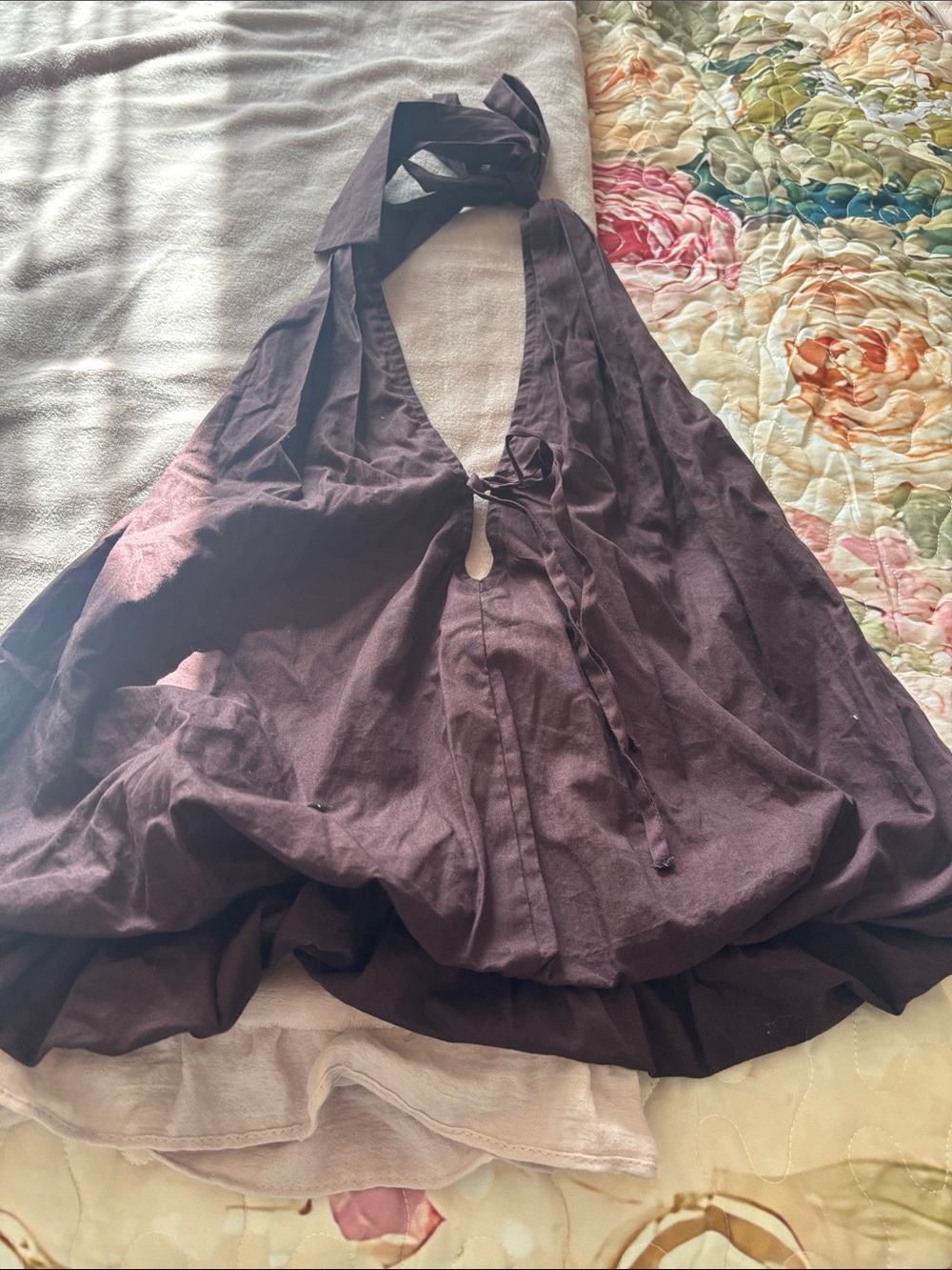 Free People Deep Plum Halter Tie Back Tank